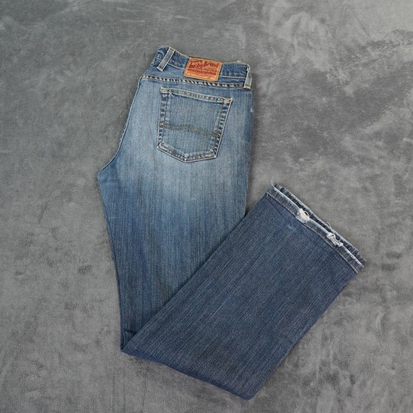 Lucky Brand Relaxed Bootcut Jeans Womens Size 10 30x30 Blue Denim Distressed - Picture 1 of 15